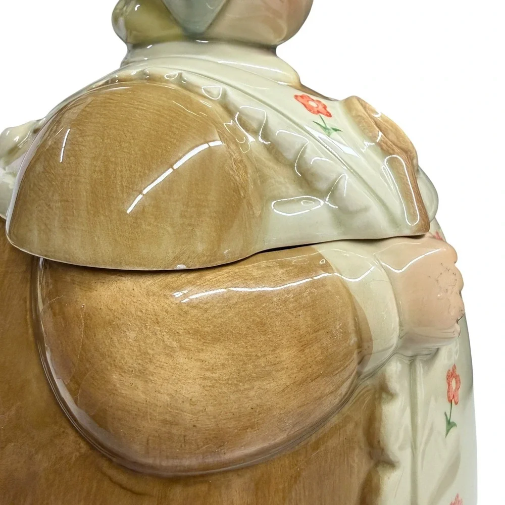 Otagiri Cookie Jar Grandmother Prairie Woman Brown Cream Good‎ Vintage